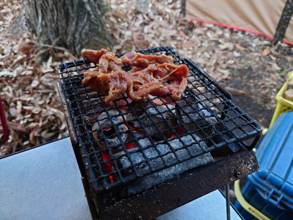 豚ハラミの味噌漬けの炭火焼き