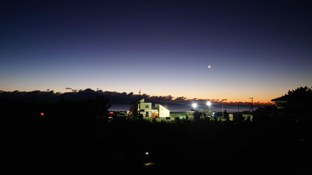 初日の出直前の大洗東の空