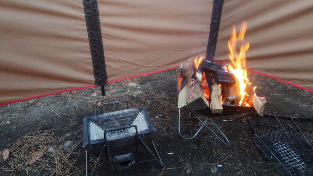 焚火とバーベキューコンロ