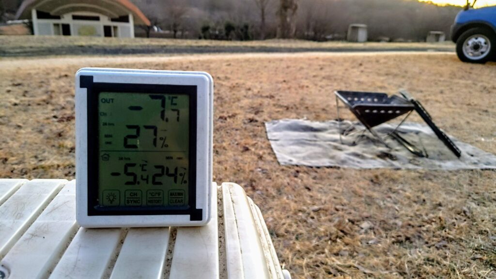 湯津上温泉やすらぎの湯キャンプ場最低気温