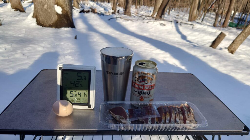 雪の中で一番搾り