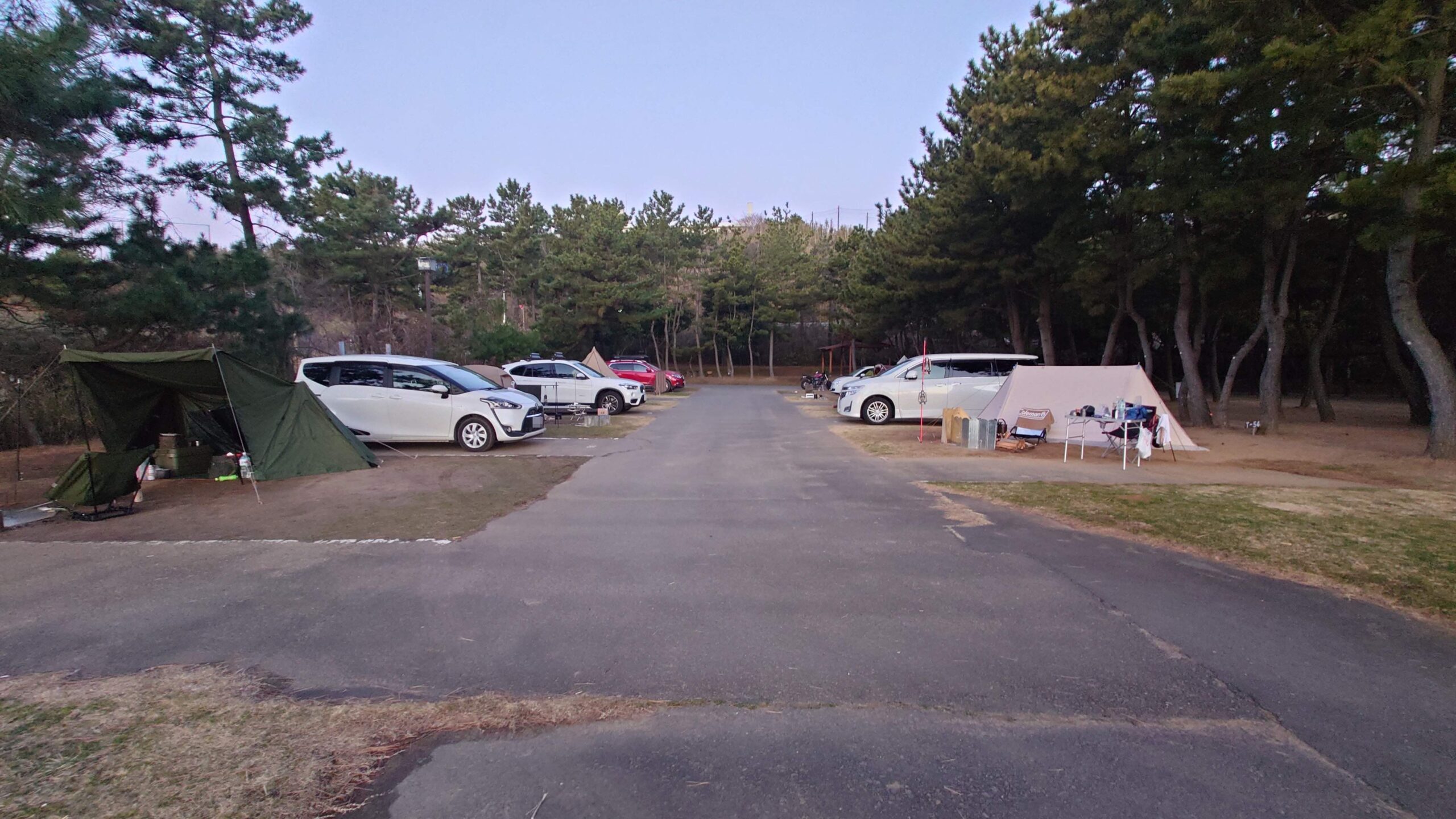 大洗サンビーチキャンプ場スマートキャンプエリア海側から