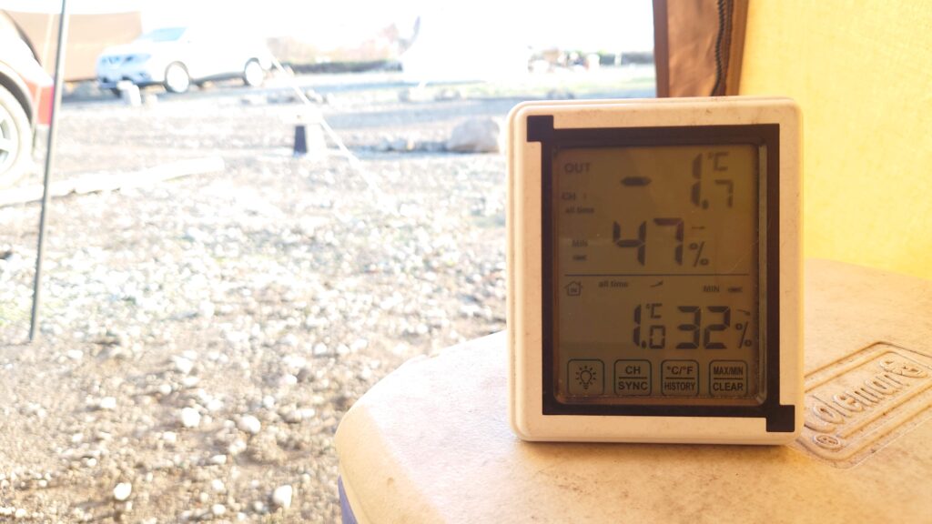 ブルーサミットオートキャンプ場4月中旬最低気温