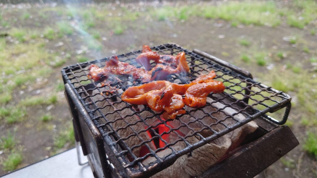 ホルモンの炭火焼き