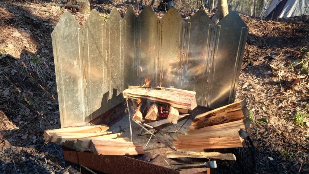 焚火台で薪乾燥