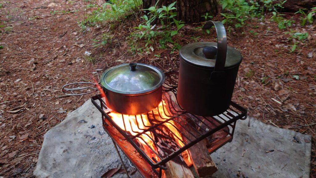 焚火で炊飯