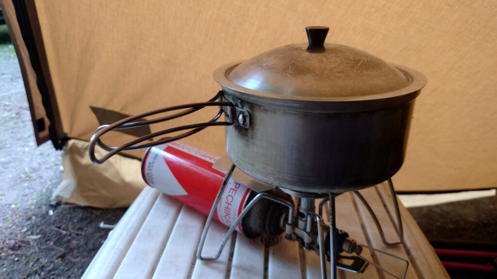 sotoシングルバーナーで炊飯