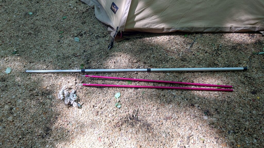 ロゴスプッシュアップポールとDODコンパクトタープポールのコンボ