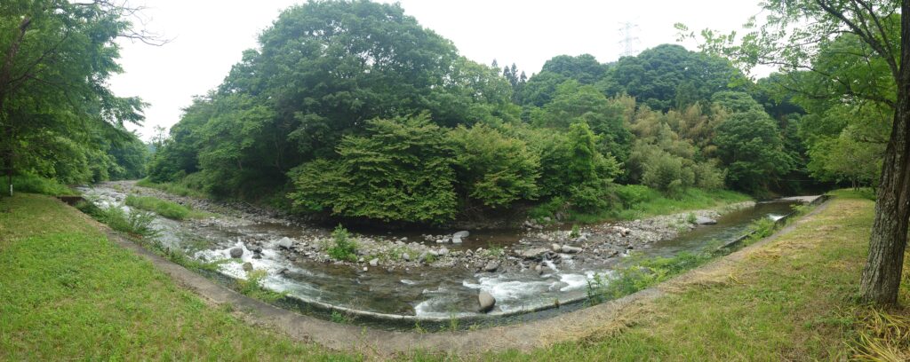 キャンプ場近くを流れる温川