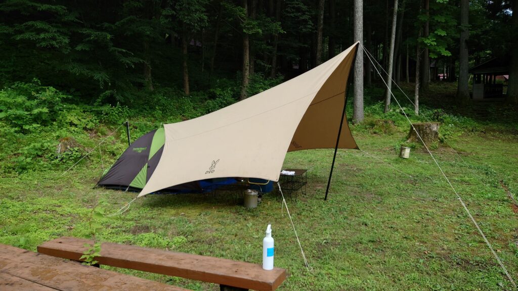 ヘーキサタープとツーリングドームの連結