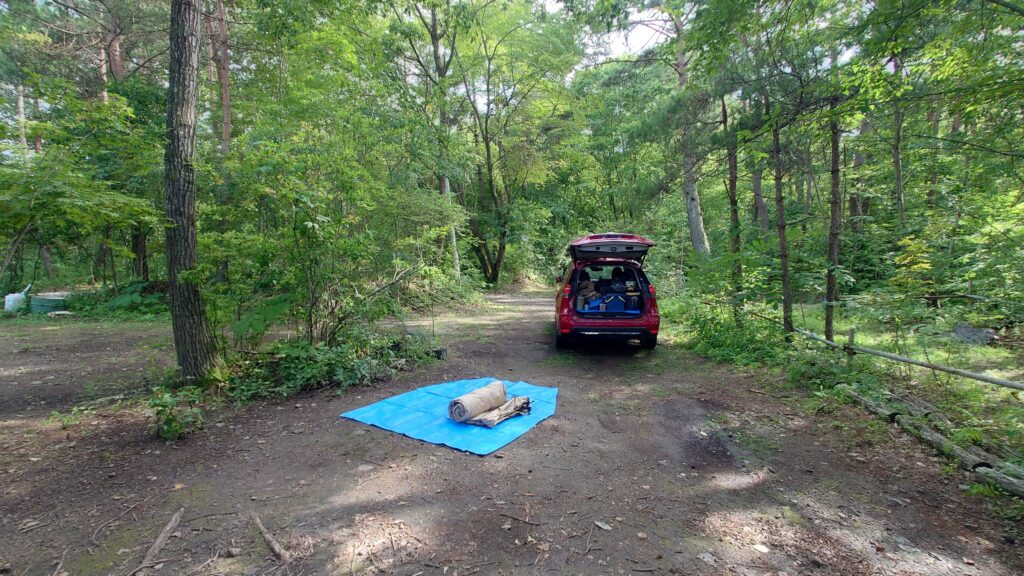 百年小屋キャンプ場林間サイトでのレイアウト