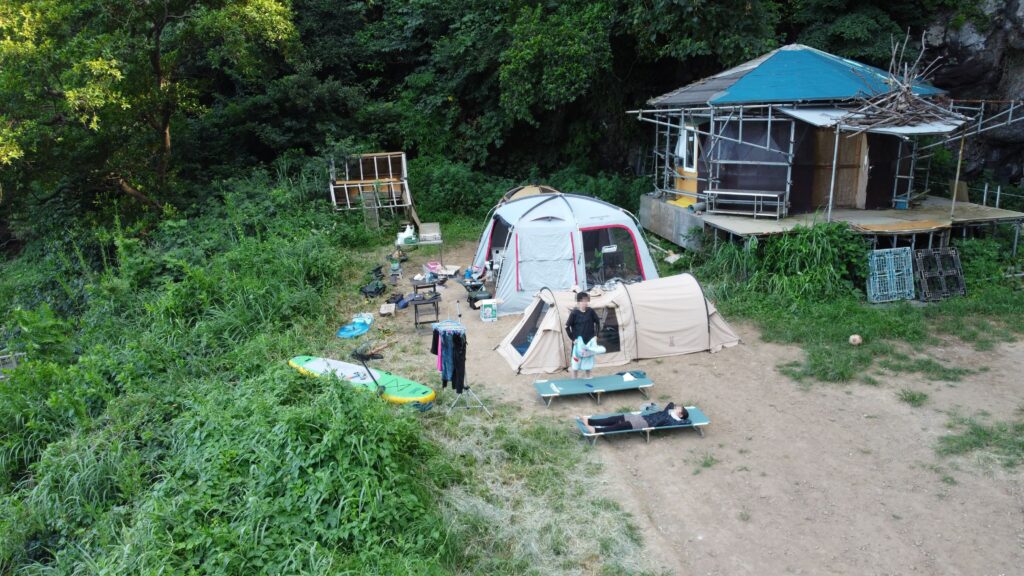 ソロカマＴＣとColemanスクリーンタープ空撮