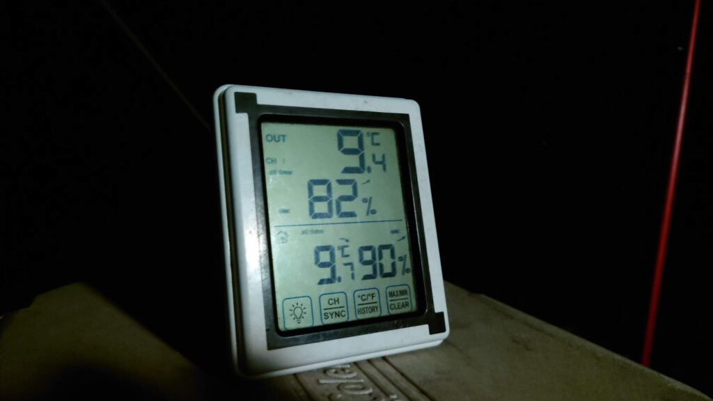 尾瀬高原オートキャンプ場午後七時半の気温