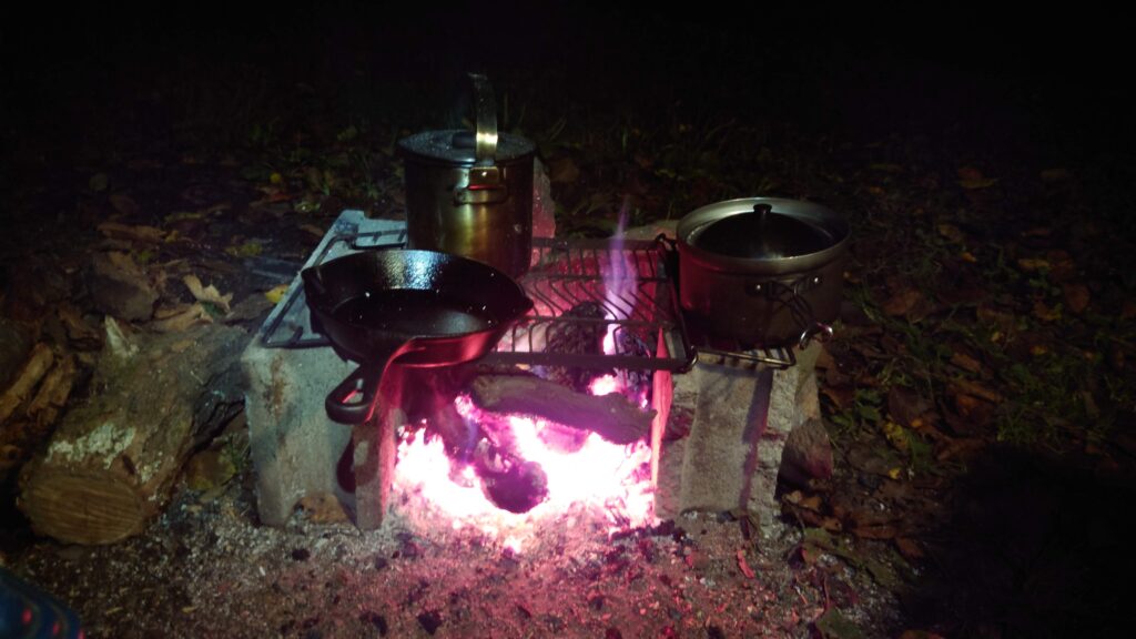 直火竈スキレット調理