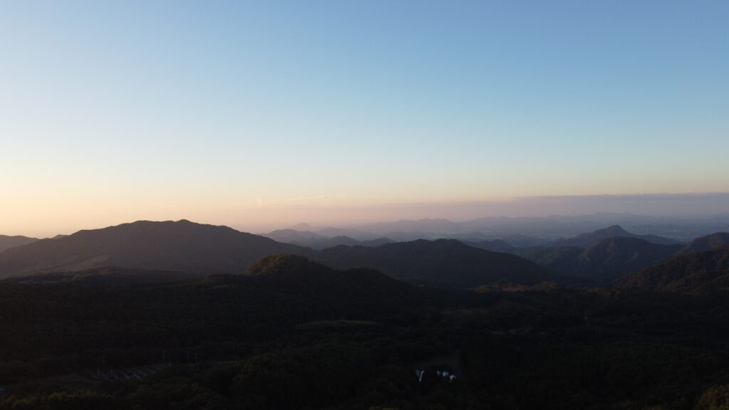 星空キャンプ場上空から眺めた関東平野