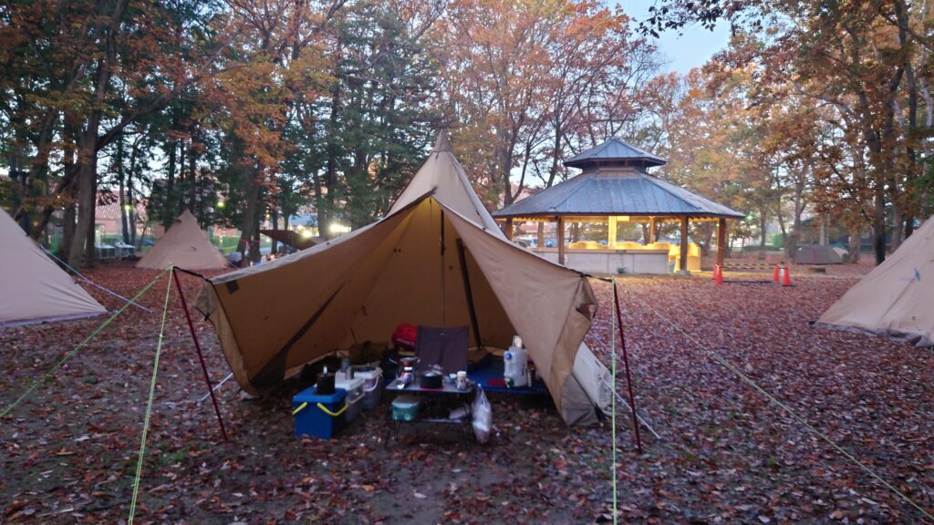 野猪グリーンビレッジキャンプ場朝の風景