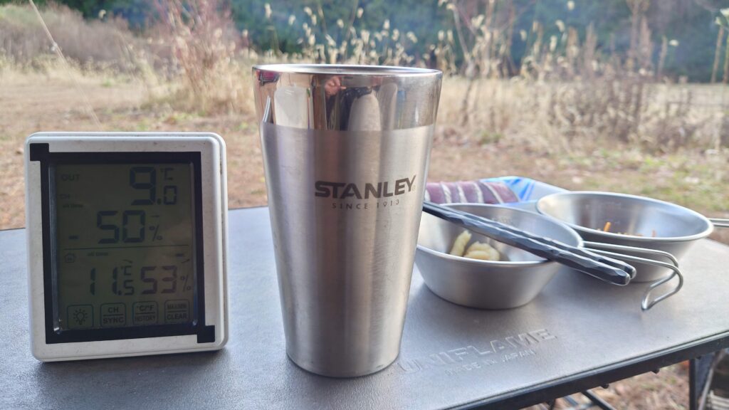 皇海山キャンプフォレスト12月初旬午後4時の気温