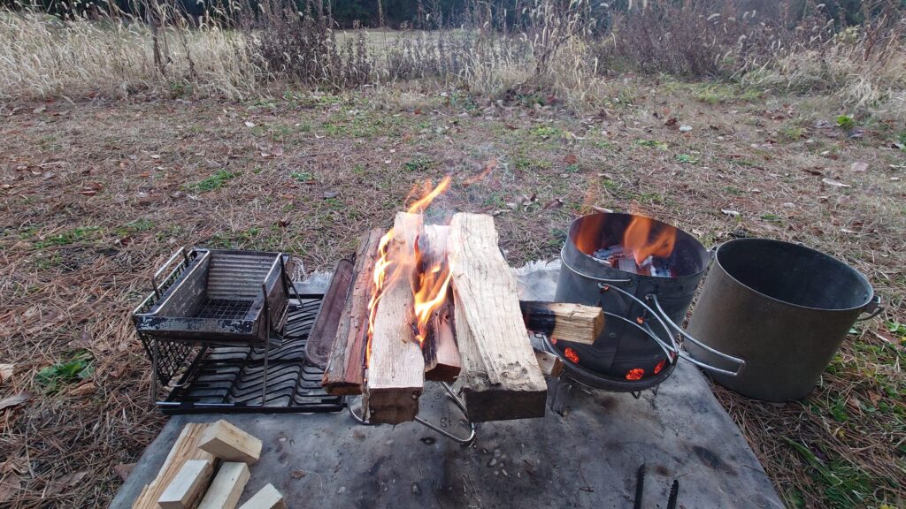 焚火極太薪投入