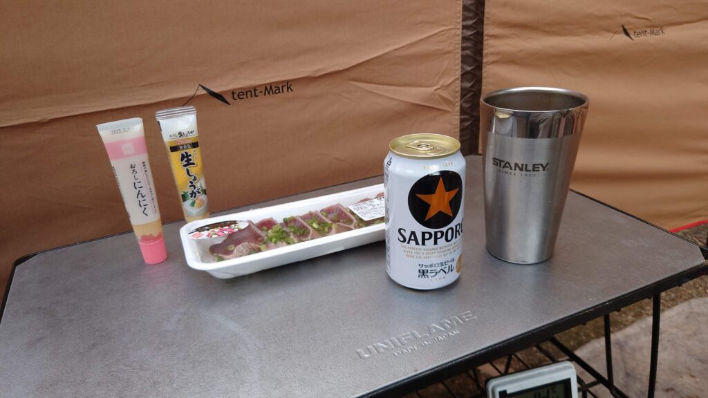 黒ラベルとカツオのたたき