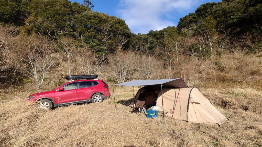 御宿ドローン&キャンプＦサイト、ソロカマＴＣと男前タープ