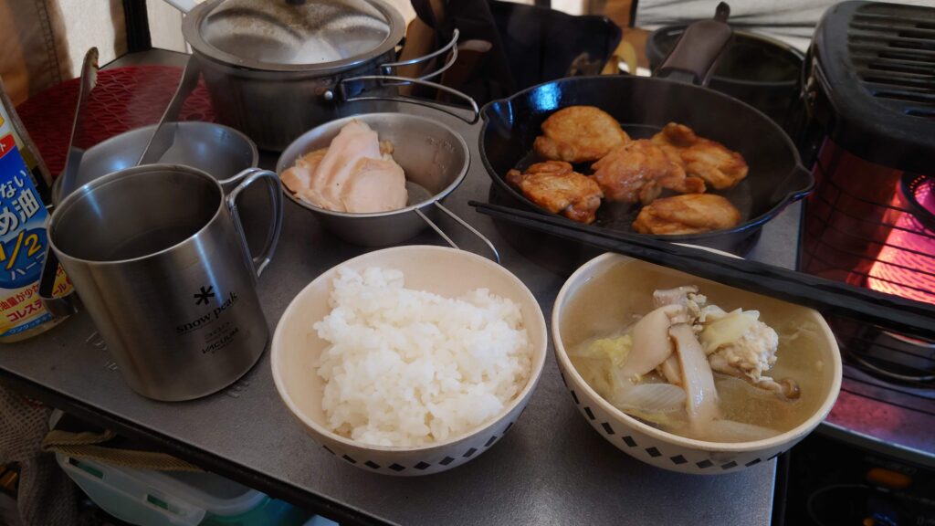 井頭温泉チャットパレスソロキャンプ朝食