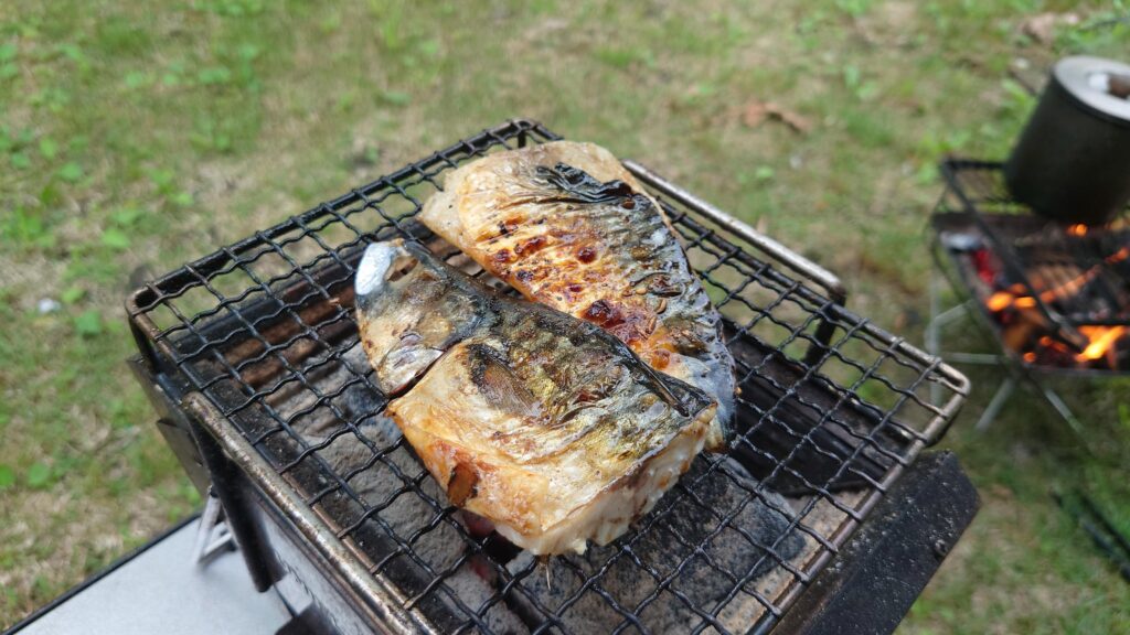 鯖の文化干しの炭火焼き