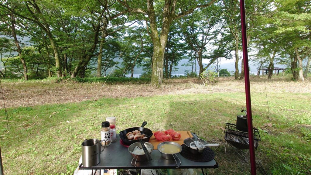 榛名湖を見ながらの朝食