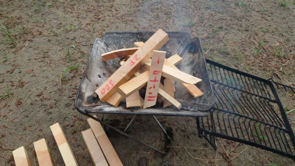 焚き付けに着火