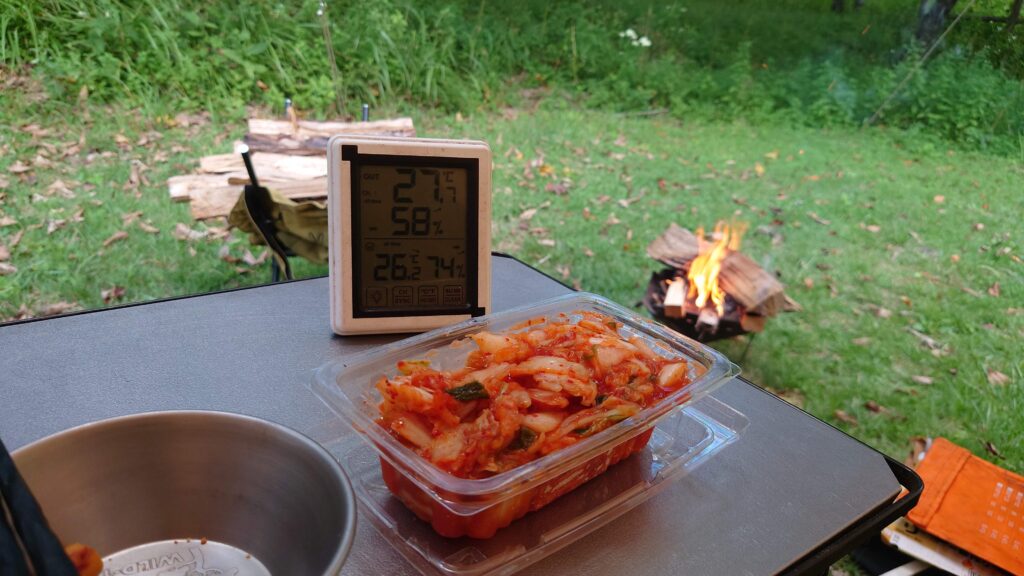 土呂部高原キャンプ場キムチと焚火