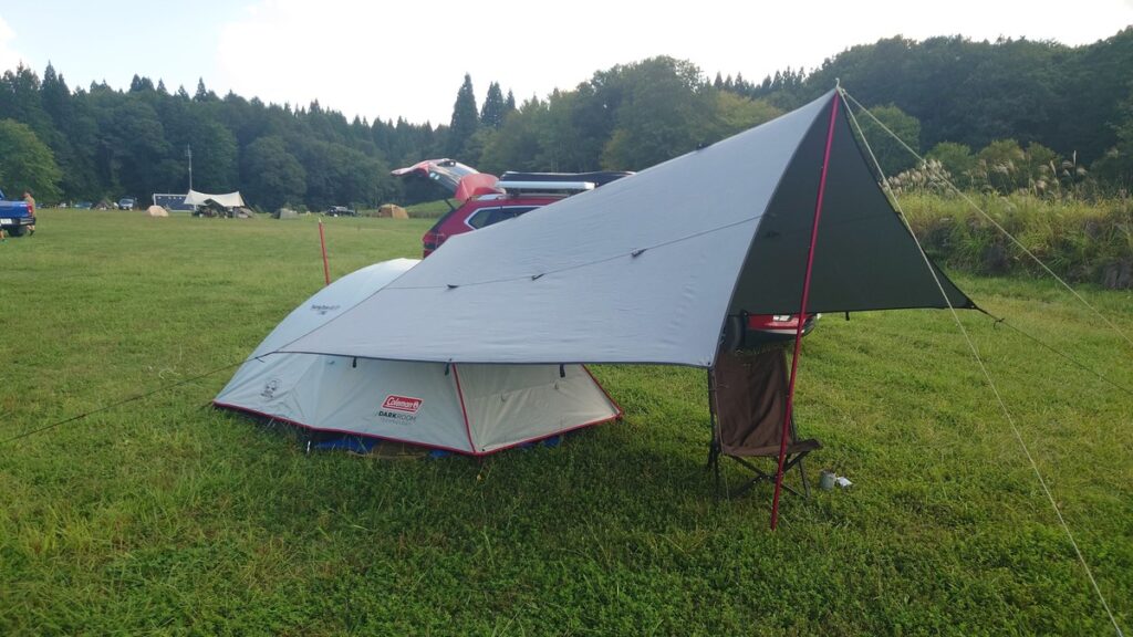 やすらぎの森オートキャンプ場男前タープとツーリングドームST+