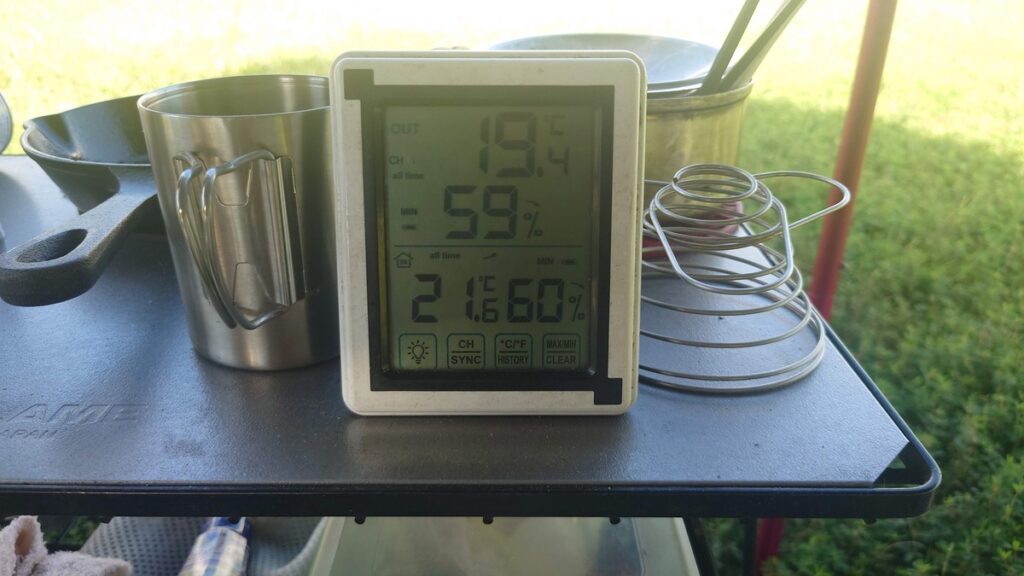 やすらぎの森オートキャンプ場9月連休最終日最低気温