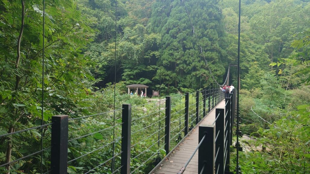 苗名滝下流の吊り橋