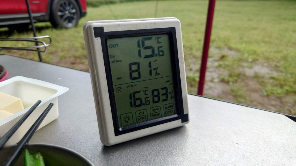 星空キャンプ場午後4時頃の気温