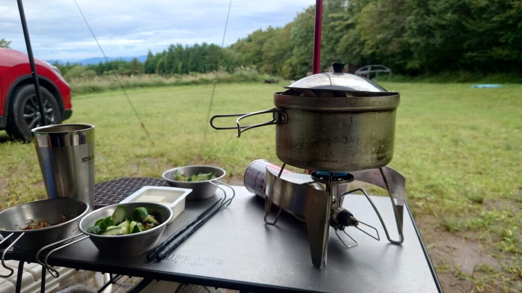 ガスコン路上の鍋