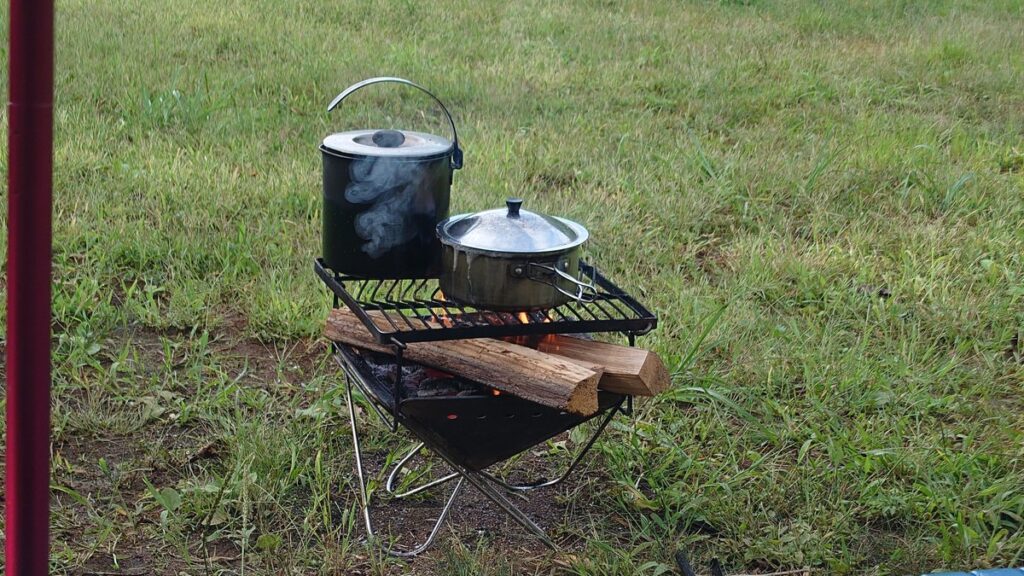 焚火で炊飯