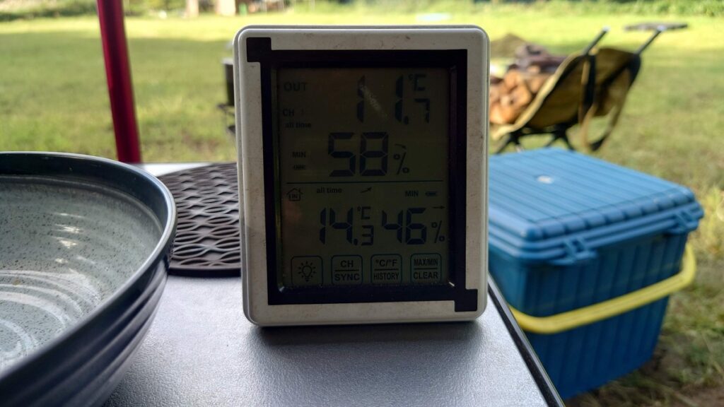 星空キャンプ場秋分の日あたりの最低気温