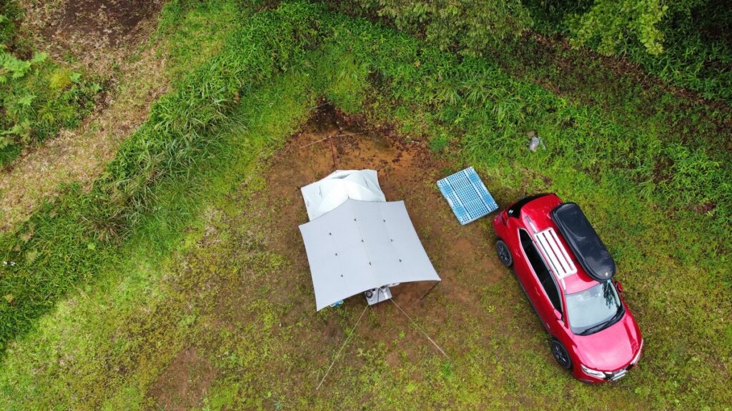 星空キャンプ場テントサイト空撮画像