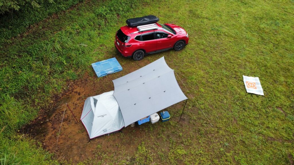 星空キャンプ場テントサイト空撮映像