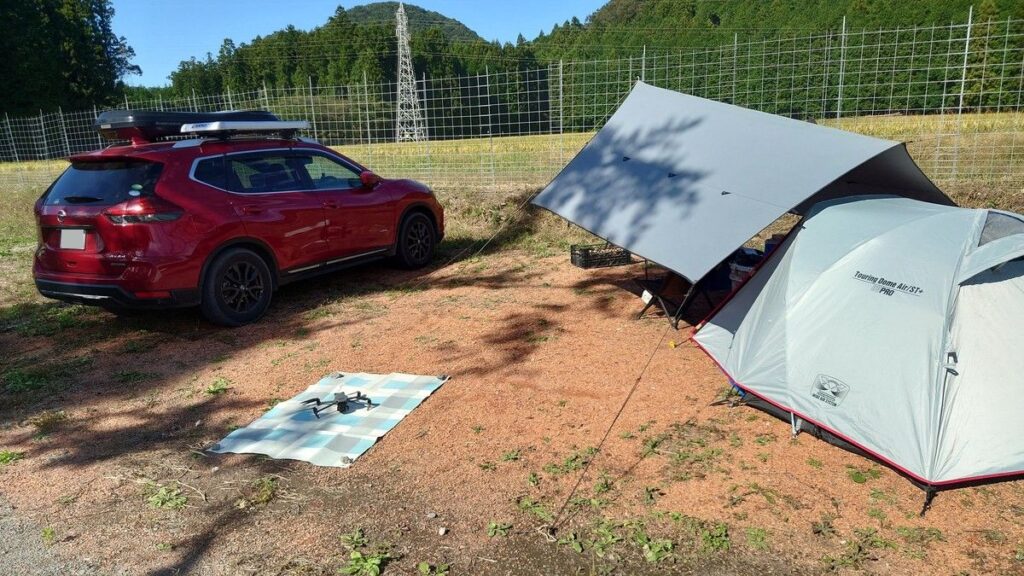 WILD CAMP MITIYABARA ドローン飛行準備