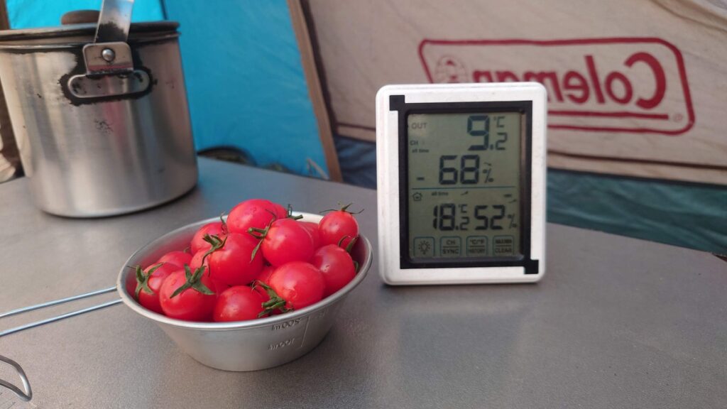 バラギ高原キャンプ場午後1時過ぎの最低気温