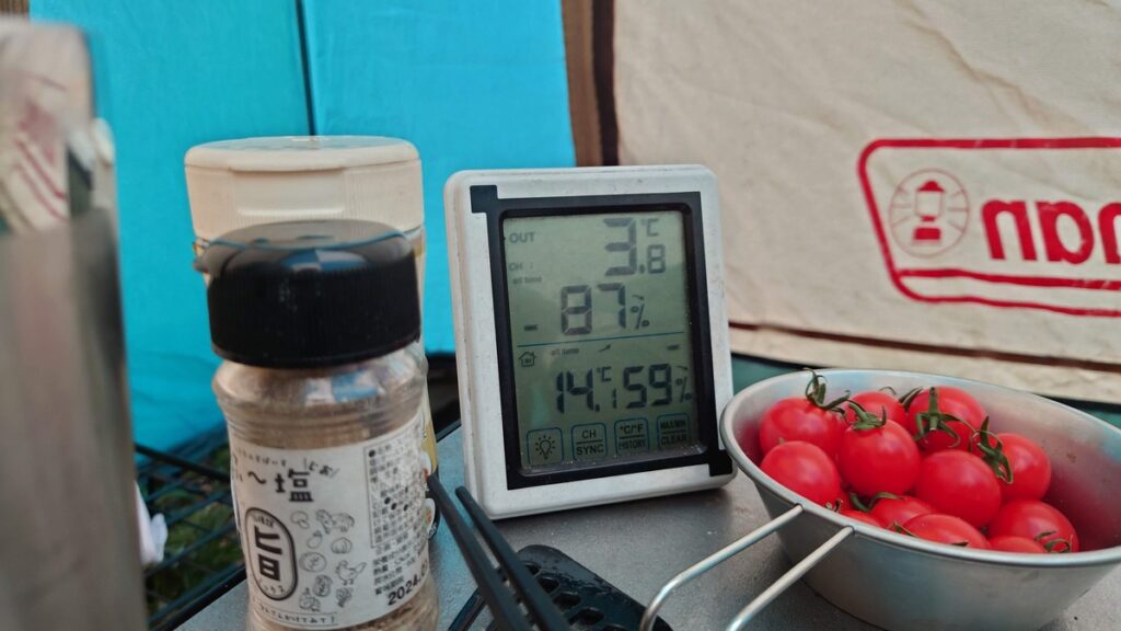 バラギ高原キャンプ場午後5時の気温