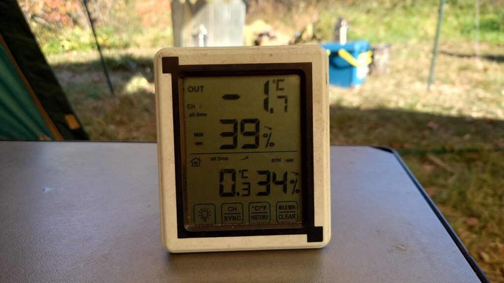 バラギ高原キャンプ場10月中旬最低気温