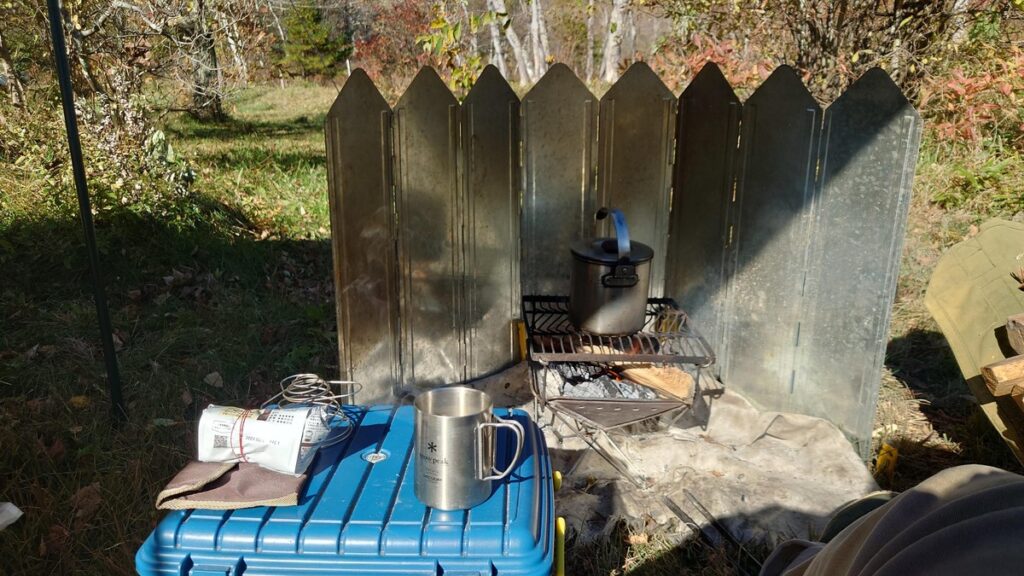 焚火をしながらのんびり