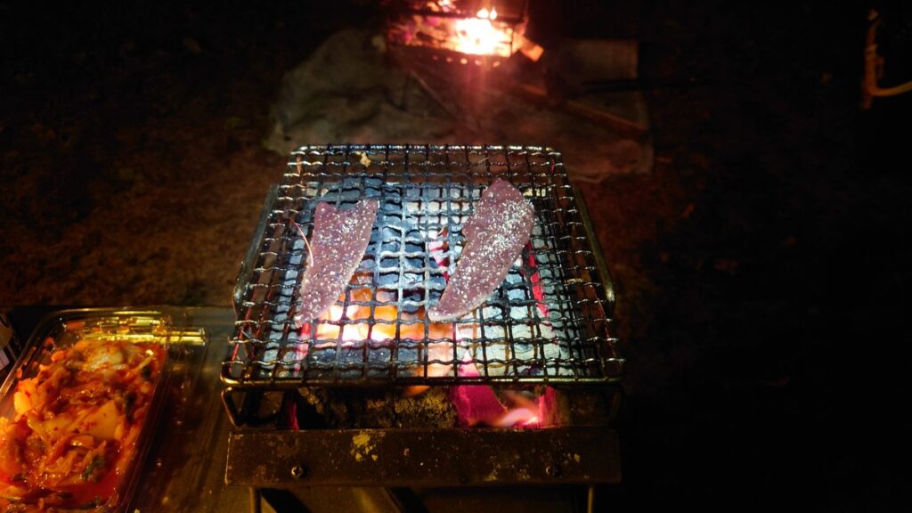 ユニセラminiで豚レバーの炭火焼き