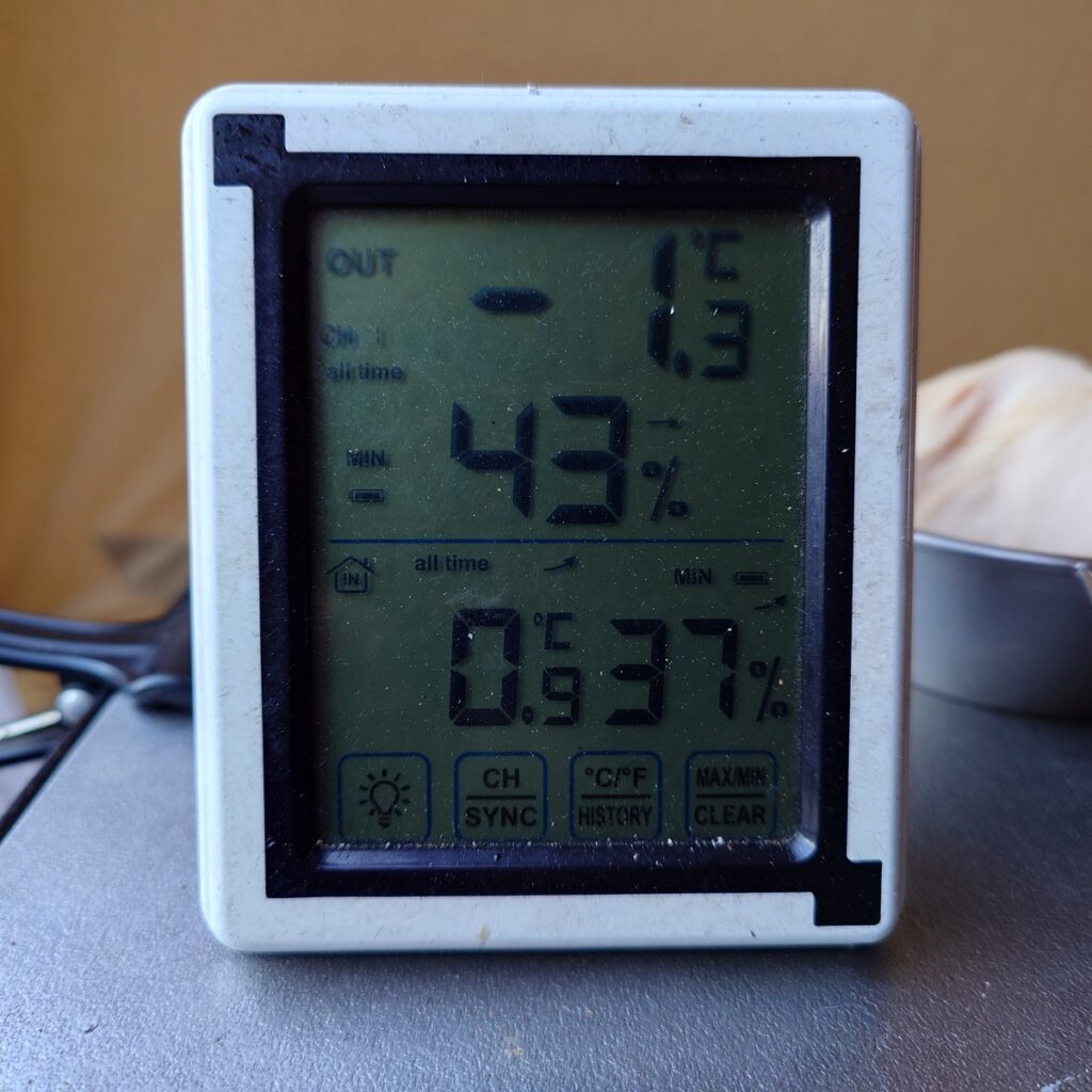 栃木の森12月上旬最低気温氷点下