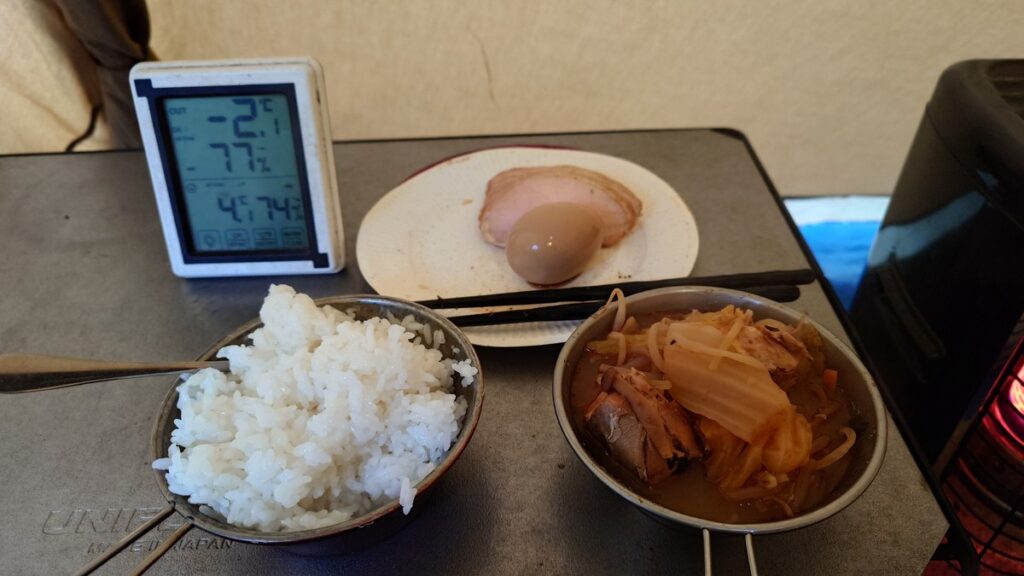 栃木の森キャンプでの朝食