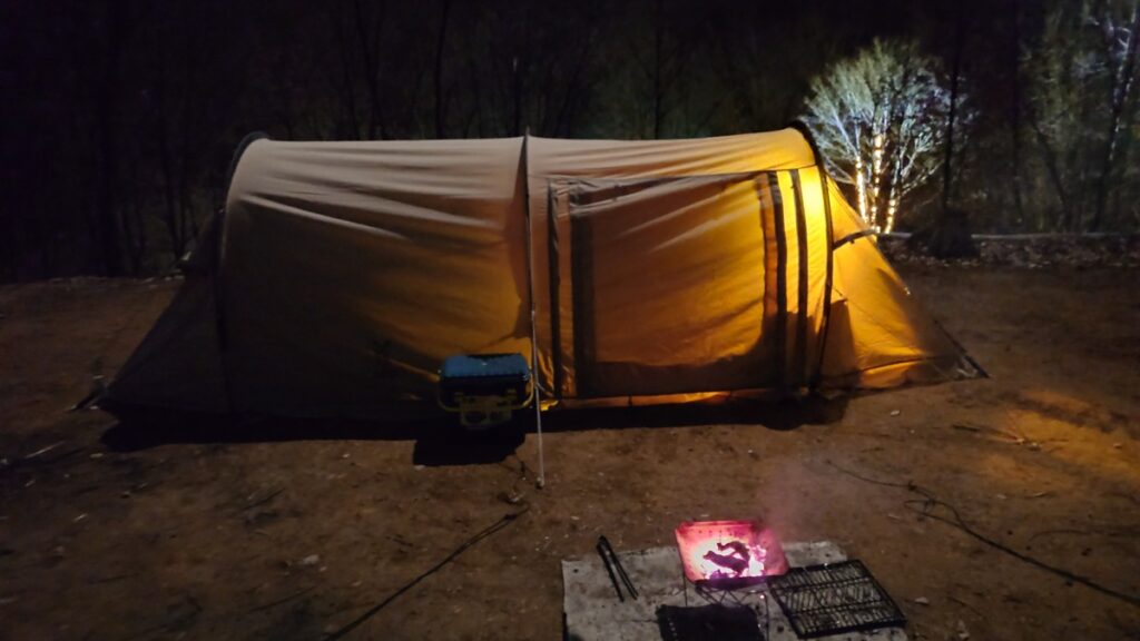 焚火の終末とテント