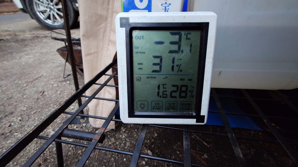 那須野が原公園オートキャンプ場年末の最低気温