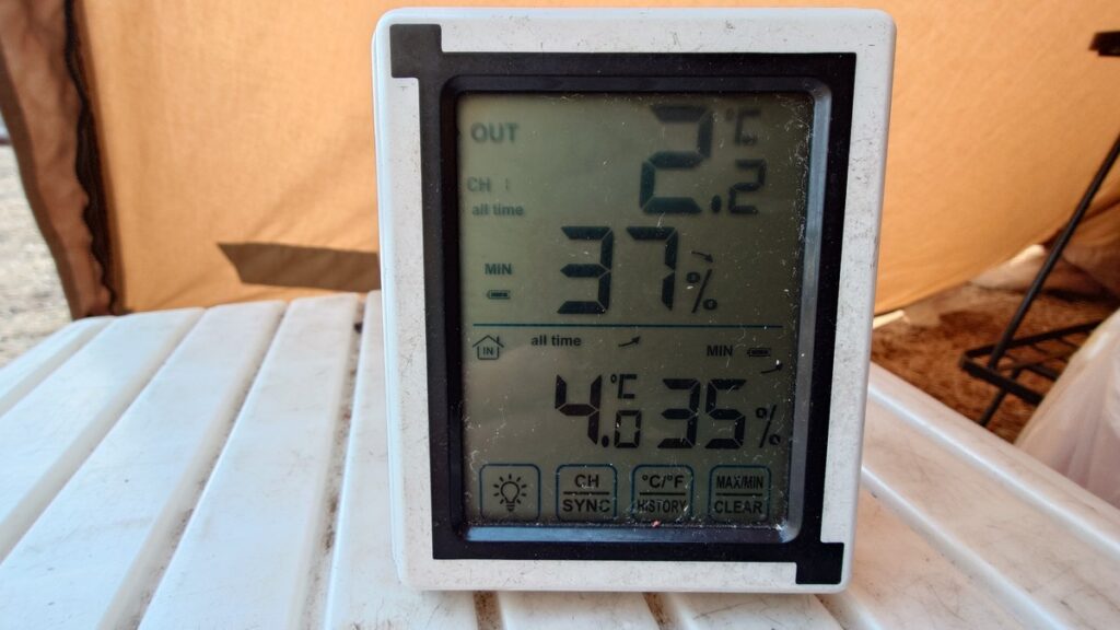 白の湯温泉センター2月半ば最低気温