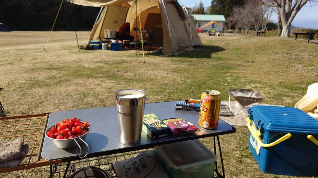 ミニトマトと一番搾り芳醇で口開け